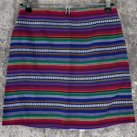 NEW Kaisely Size XS Striped Colorful A Line Mini Skirt Zip - Picture 1 of 9